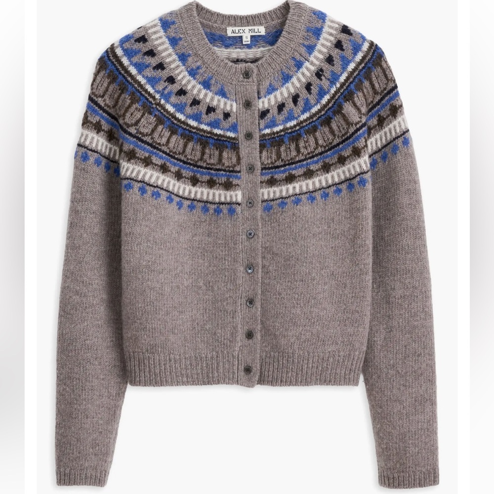 Alex Mill Amina Fair Isle Wool Blend Cardigan - Picture 3 of 8